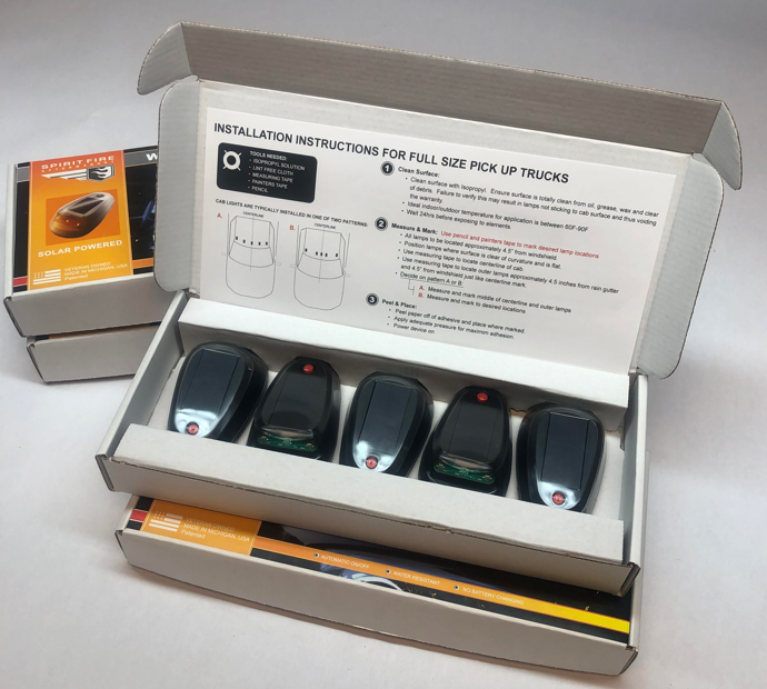 Wireless solar cab lights with Night Vibe Technology on a truck roof, no drill installation, perfect for Dodge Ram, Ford, and Chevy trucks