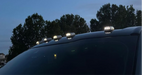 Close-up of LED cab lights for trucks, solar-powered with vibration activation at night and automatic shut-off in daylight